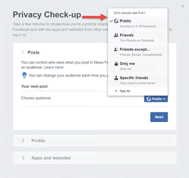 privacy setting options for popular social media apps