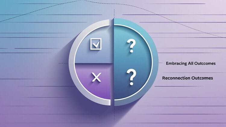 Circular diagram showing different reconnection outcomes with checkmark, x, and question mark icons