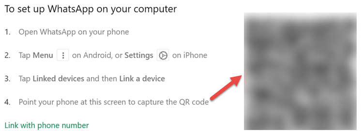 Setting up WhatsApp on Your Computer by Pointing Your Pone at the Screen to Capture the QR Code